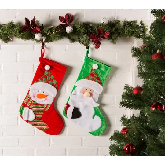 DII® Santa & Snowman Stocking Set 6 DII® Santa & Snowman Stocking Set - Image 6