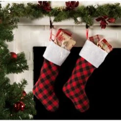 DII® Red & Black Buffalo Check Holiday Stockings Set -Northlight Decor Store D540060S 4
