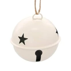 6 Pack 85mm Jingle Bell Ivory Ball Ornaments