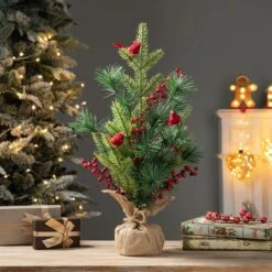20" Unlit Cardinal Artificial Tabletop Christmas Tree 9 20" Unlit Cardinal Artificial Tabletop Christmas Tree -Northlight Decor Store D652292S 2
