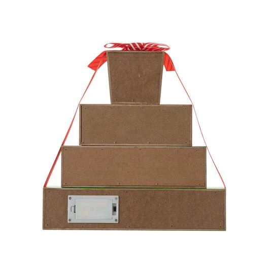 Glitzhome® 12" Lighted Wooden Christmas Gift Block Table Décor 9 Glitzhome® 12" Lighted Wooden Christmas Gift Block Table Décor - Image 9