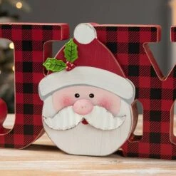 Glitzhome® 11.75'' JOY Wooden Christmas Plaid Table Décor 12 Glitzhome® 11.75'' JOY Wooden Christmas Plaid Table Décor -Northlight Decor Store D652317S 4