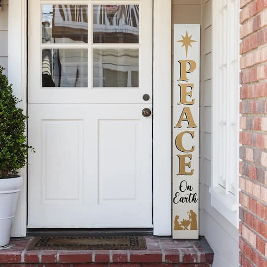 Glitzhome® 60'' PEACE Nativity Wooden Porch Sign 3 Glitzhome® 60'' PEACE Nativity Wooden Porch Sign - Image 3
