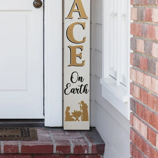 Glitzhome® 60'' PEACE Nativity Wooden Porch Sign 4 Glitzhome® 60'' PEACE Nativity Wooden Porch Sign - Image 4