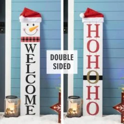 Glitzhome® 42.5'' Reversible Double-Sided Wooden Porch Sign 11 Glitzhome® 42.5'' Reversible Double-Sided Wooden Porch Sign -Northlight Decor Store D652320S 2
