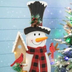 Glitzhome® 36'' Lighted Wooden Snowman Porch Décor -Northlight Decor Store D652321S 5