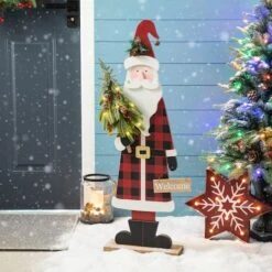 Glitzhome® 36'' Lighted Wooden Santa Porch Décor -Northlight Decor Store D652322S 3