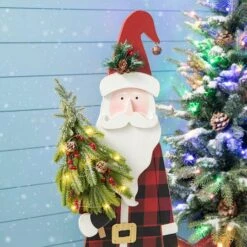 Glitzhome® 36'' Lighted Wooden Santa Porch Décor -Northlight Decor Store D652322S 5