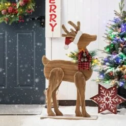 Glitzhome® 36'' Chunky Wood Reindeer Porch Décor -Northlight Decor Store D652324S 3