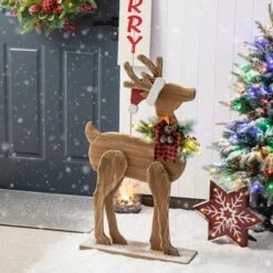 Glitzhome® 36'' Chunky Wood Reindeer Porch Décor -Northlight Decor Store D652324S 5