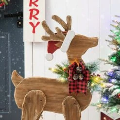 Glitzhome® 36'' Chunky Wood Reindeer Porch Décor -Northlight Decor Store D652324S 7