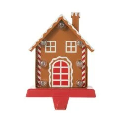 Glitzhome® 6.75'' Marquee LED Gingerbread House Metal Christmas Stocking Holder -Northlight Decor Store D652342S 7