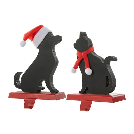 Glitzhome® Cat & Dog Metal Christmas Stocking Holder Set 1 Glitzhome® Cat & Dog Metal Christmas Stocking Holder Set
