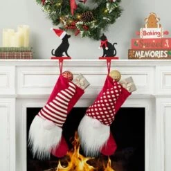 Glitzhome® Cat & Dog Metal Christmas Stocking Holder Set 12 Glitzhome® Cat & Dog Metal Christmas Stocking Holder Set -Northlight Decor Store D652345S 3