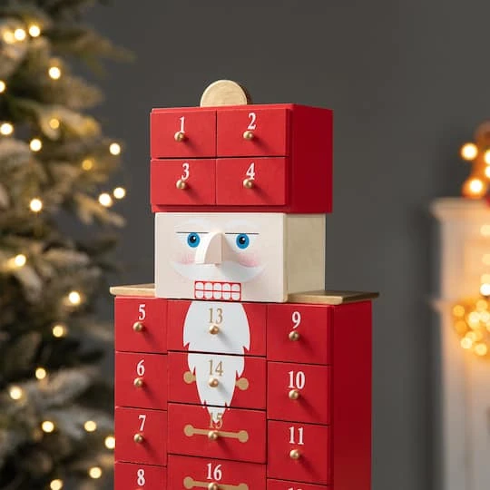 Glitzhome® 17.25'' Wooden Christmas Nutcracker Countdown Calendar Décor With Drawer 4 Glitzhome® 17.25'' Wooden Christmas Nutcracker Countdown Calendar Décor With Drawer - Image 4