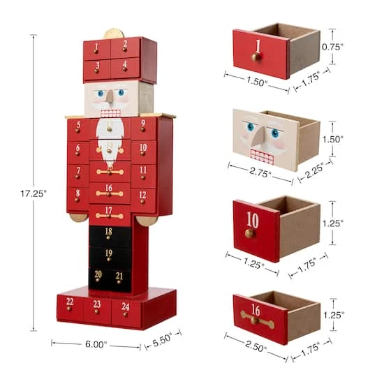 Glitzhome® 17.25'' Wooden Christmas Nutcracker Countdown Calendar Décor With Drawer 8 Glitzhome® 17.25'' Wooden Christmas Nutcracker Countdown Calendar Décor With Drawer - Image 8