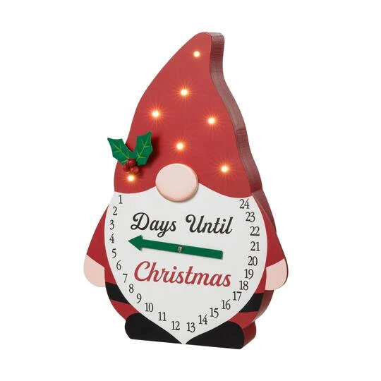 Glitzhome® 15'' Lighted Wooden Christmas Gnome Countdown Calendar 2 Glitzhome® 15'' Lighted Wooden Christmas Gnome Countdown Calendar - Image 2