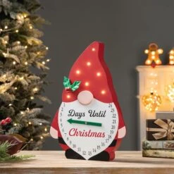Glitzhome® 15'' Lighted Wooden Christmas Gnome Countdown Calendar 10 Glitzhome® 15'' Lighted Wooden Christmas Gnome Countdown Calendar -Northlight Decor Store D652350S 2