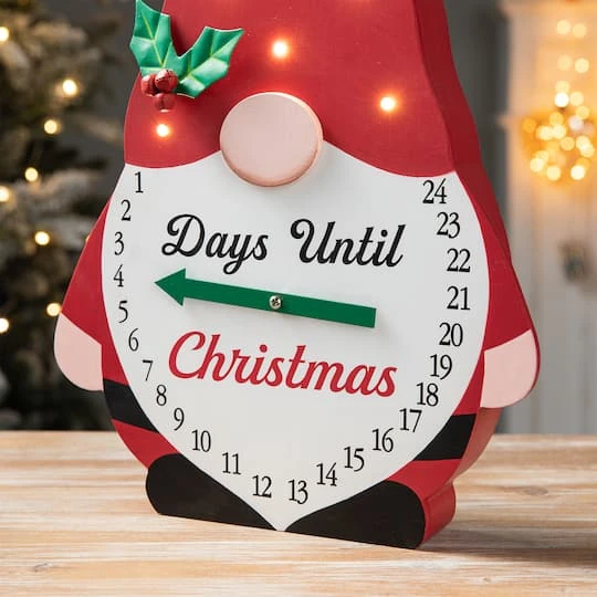 Glitzhome® 15'' Lighted Wooden Christmas Gnome Countdown Calendar 5 Glitzhome® 15'' Lighted Wooden Christmas Gnome Countdown Calendar - Image 5