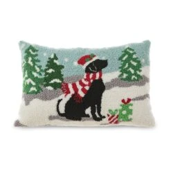 Glitzhome® Hooked Christmas Dog Pillow