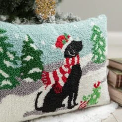 Glitzhome® Hooked Christmas Dog Pillow -Northlight Decor Store D652353S 4