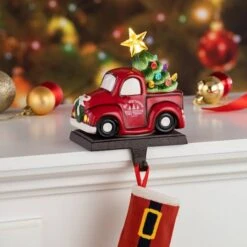 Red Truck Illuminated Stocking Hanger -Northlight Decor Store D657833S 5