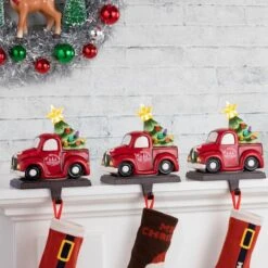 Red Truck Illuminated Stocking Hanger -Northlight Decor Store D657833S 6