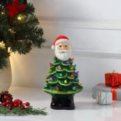 8.5" Nostalgic Ceramic Santa Tree -Northlight Decor Store D657836S 2