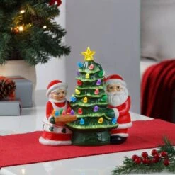 9.25" Santa & Mrs. Claus Nostalgic Tree 5 9.25" Santa & Mrs. Claus Nostalgic Tree -Northlight Decor Store D657854S 2