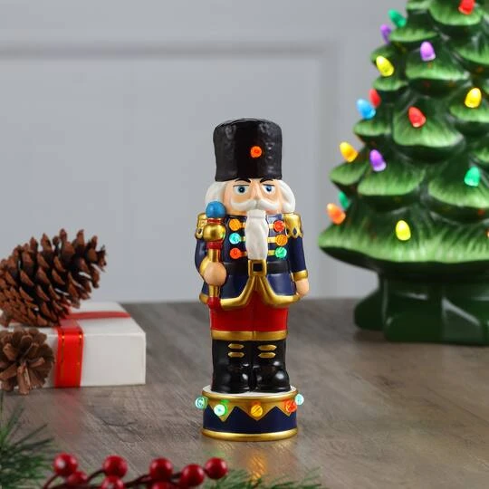 8" Illuminated Nostalgic Ceramic Nutcracker 3 8" Illuminated Nostalgic Ceramic Nutcracker - Image 3