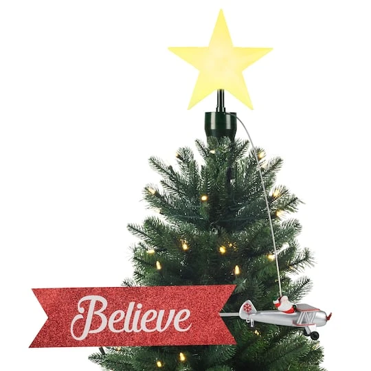 Santa's Biplane Animated Tree Topper With Banner 2 Santa's Biplane Animated Tree Topper With Banner - Image 2