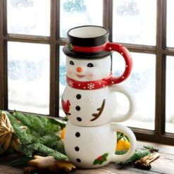 12oz. Snowman Stacking Mug Set -Northlight Decor Store D657897S 3