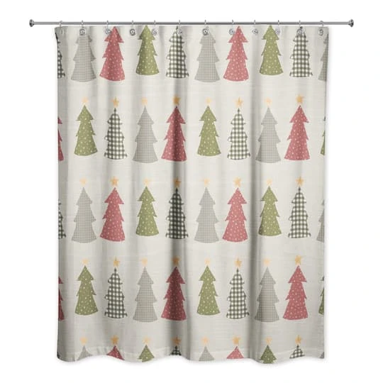 Cream Tree Pattern Shower Curtain 2 Cream Tree Pattern Shower Curtain - Image 2