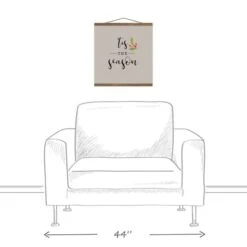 Cream Tis The Season Hanging Canvas In Teak Frame -Northlight Decor Store D662561S 3