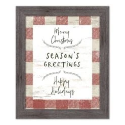 Red Buffalo Check Holiday Phrases Print In Western Gray Frame