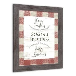 Red Buffalo Check Holiday Phrases Print In Western Gray Frame -Northlight Decor Store D662568S 2