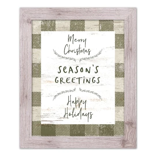 Green Buffalo Check Holiday Phrases Print In Western White Frame 1 Green Buffalo Check Holiday Phrases Print In Western White Frame