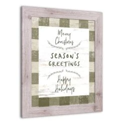 Green Buffalo Check Holiday Phrases Print In Western White Frame 6 Green Buffalo Check Holiday Phrases Print In Western White Frame -Northlight Decor Store D662569S 2