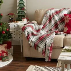 DII® Christmas Plaid Recycled Cotton Throw -Northlight Decor Store D663089S 4