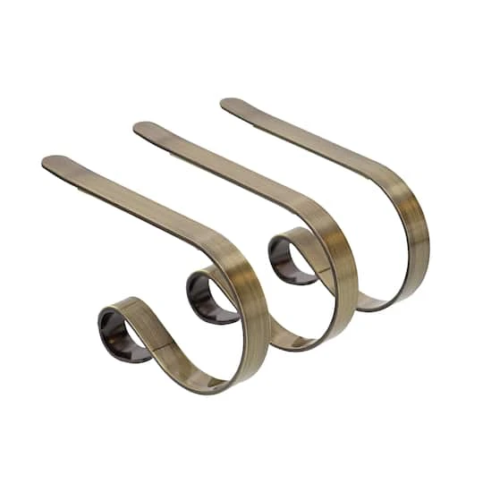 Original MantleClip® Antique Brass Stocking Holders, 3ct. 1 Original MantleClip® Antique Brass Stocking Holders, 3ct.