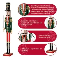 Glitzhome® 3.5ft. Wooden Christmas Soldier Nutcracker -Northlight Decor Store D670513S 4