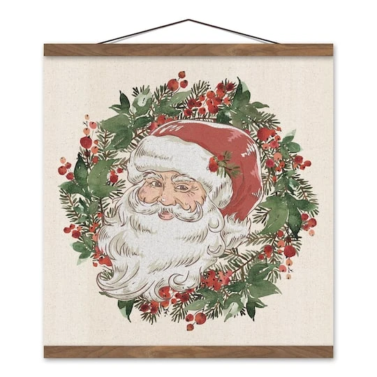 Vintage Santa Teak Hanging Canvas 1 Vintage Santa Teak Hanging Canvas