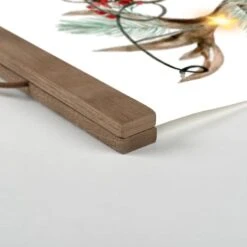 Watercolor Holiday Deer Teak Hanging Canvas -Northlight Decor Store D673227S 2