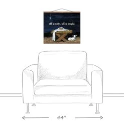All Is Calm All Is Bright Nativity Teak Hanging Canvas -Northlight Decor Store D673229S 3
