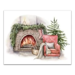 Cozy Fireplace Canvas Wall Art