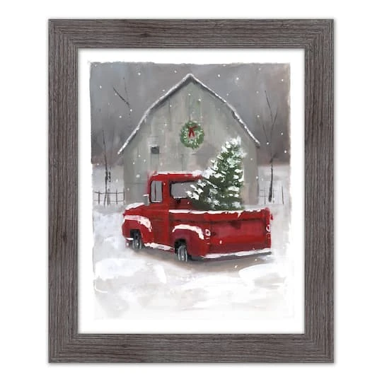 Snowy Christmas Truck Western Gray Framed Print 1 Snowy Christmas Truck Western Gray Framed Print
