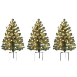 3ct. Pre-Lit Alexa Enabled Pathway Artificial Christmas Tree Set -Northlight Decor Store D674164S 6