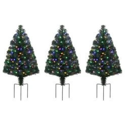 3ct. Pre-Lit Alexa Enabled Pathway Green Artificial Christmas Tree Set -Northlight Decor Store D674165S 2