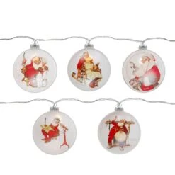 Northlight Glass Norman Rockwell Christmas Disc Lights Set, 5ct.