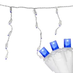 Northlight 100ct. LED Wide Angle Icicle Christmas Lights With White Wire Blue -Northlight Decor Store D676189S 12